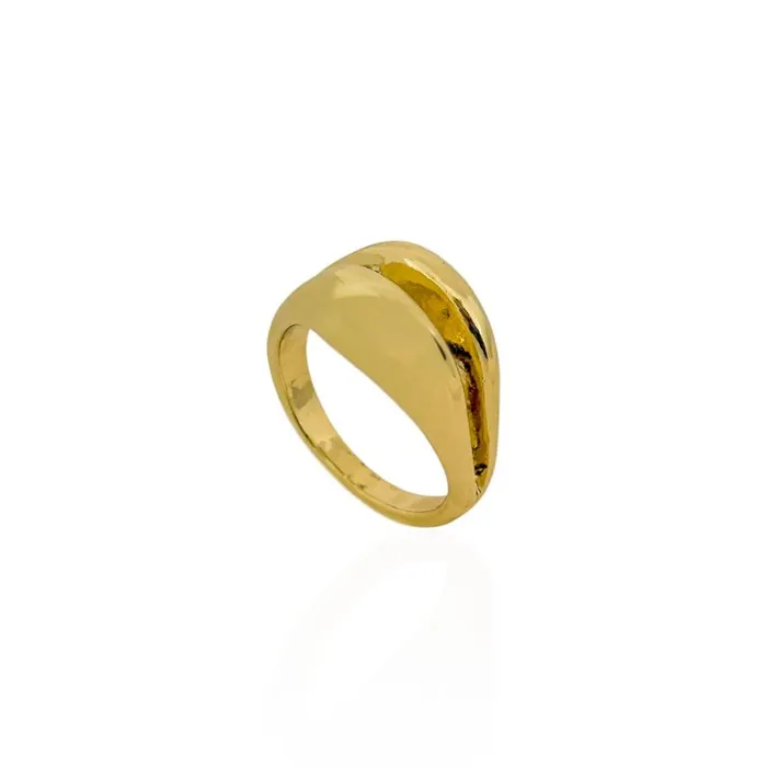 Anel Folheado a Ouro 18k e Prata Orgânico Liso