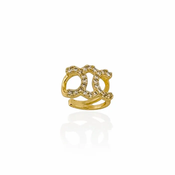Piercing Folheado a Ouro 18k e Prata Inspiração Grandes Marcas Cravejado