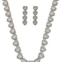 Conjunto Colar e Brinco Folheado a Ouro 18k e Prata Coração Cravejado em Microzircônias - imagem 1