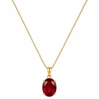 Colar Folheado a Ouro 18k Cristal Oval Vermelho - imagem 1