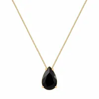Colar Folheado a Ouro 18k Gota de Cristal Preto - imagem 1