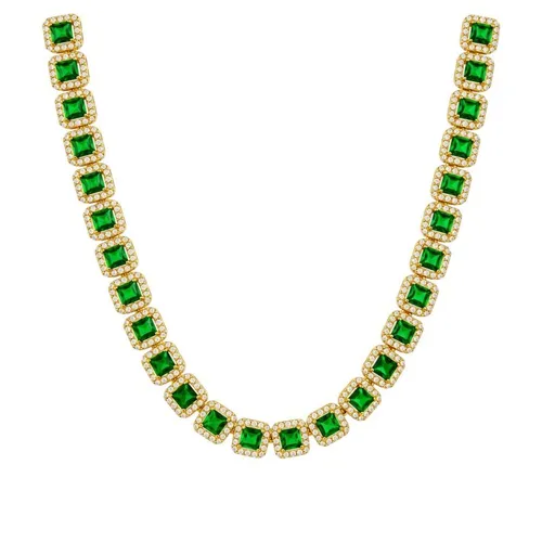 Colar Folheado a Ouro 18k e Prata Quadrados de Zircônia