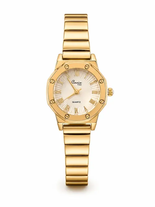 Relógio Aço Yara - Design Dourado e Branco