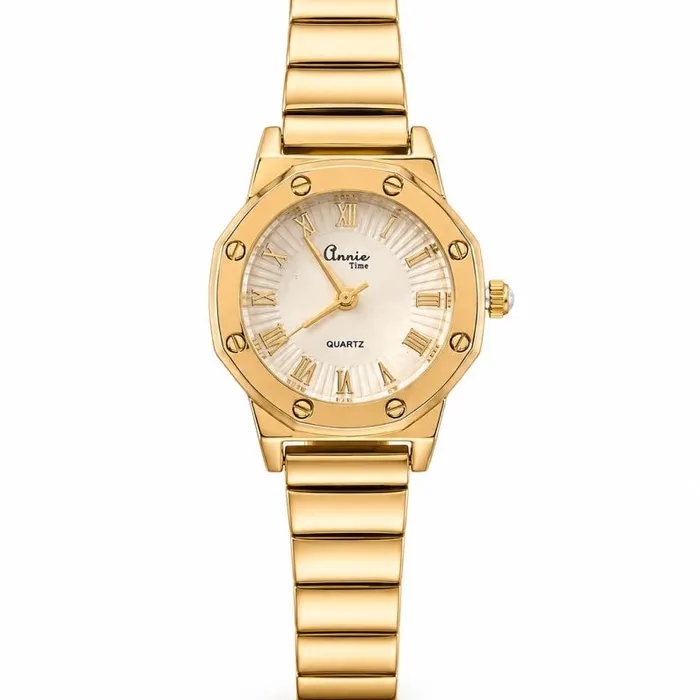 Relógio Aço Yara - Design Dourado e Branco