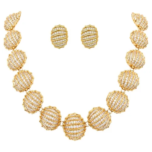 Conjunto Colar e Brinco Folheado a Ouro 18k e Prata Oval Com Zirconia