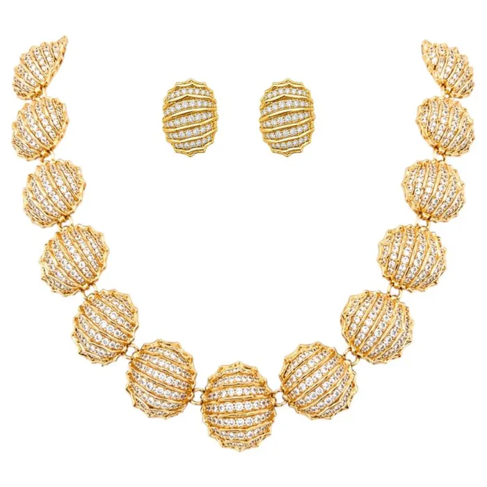 Conjunto Colar e Brinco Folheado a Ouro 18k e Prata Oval Com Zirconia