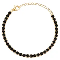 Pulseira Folheada a Ouro 18k Cristais Pretos - imagem 1