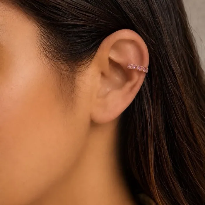 Piercing Folheado a Ouro 18k e Prata Cristais Coloridos