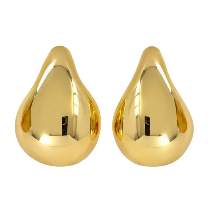Brinco Folheado a Ouro 18k e Prata Gota Media Lisa