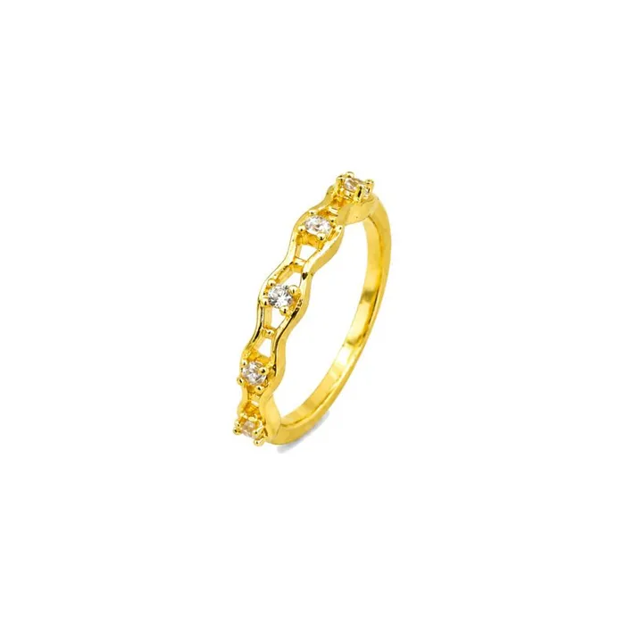 Anel Falange Folheado a Ouro 18k e Prata Design Moderno com Cristais