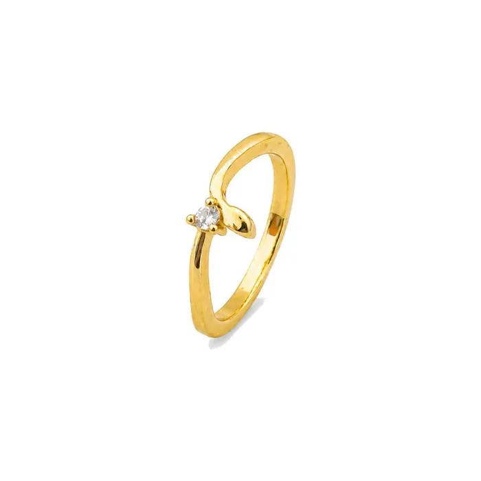 Anel Falange Folheado a Ouro 18k e Prata Fio com Ponto de Luz