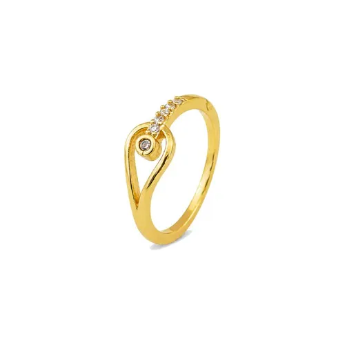 Anel Falange Folheado a Ouro 18k e Prata Gota Cravejada