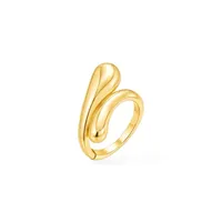 Anel Folheado a Ouro 18k e Prata Duo Gota Lisa - imagem 2