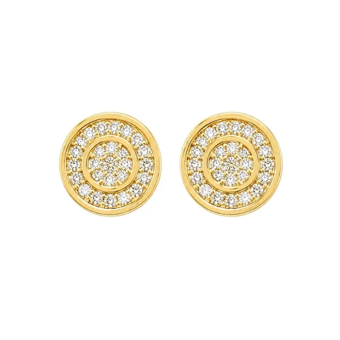 Brinco Folheado a Ouro 18k e Prata Circulo Cravejado