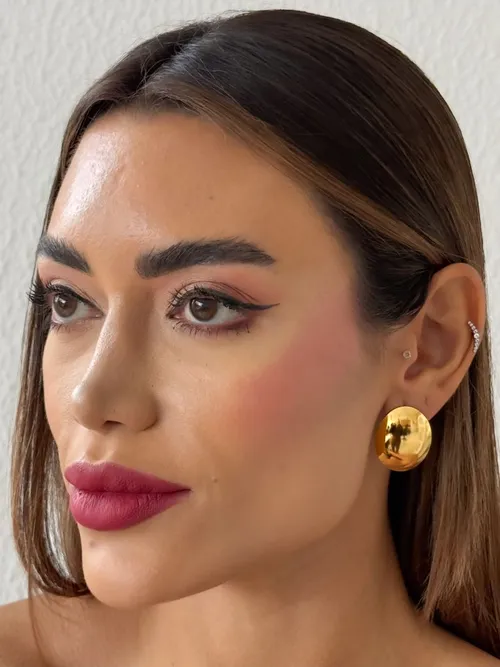 Brinco Aço Inoxidável Folheado a Ouro 18k e Prata Oval Liso