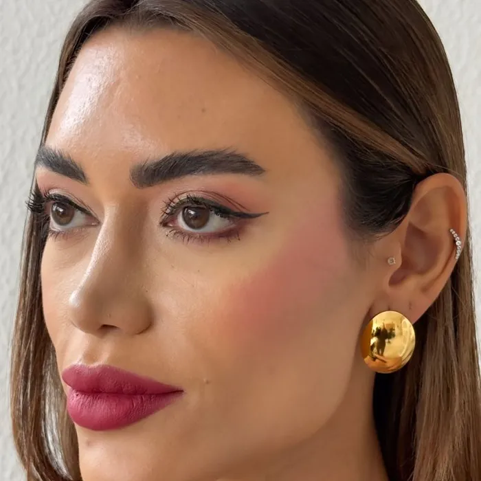 Brinco Aço Inoxidável Folheado a Ouro 18k e Prata Oval Liso