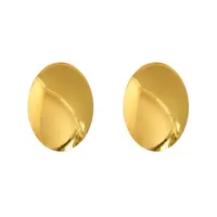 Brinco Aço Inoxidável Folheado a Ouro 18k e Prata Oval Liso - imagem 2