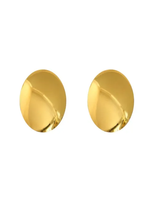 Brinco Aço Inoxidável Folheado a Ouro 18k e Prata Oval Liso