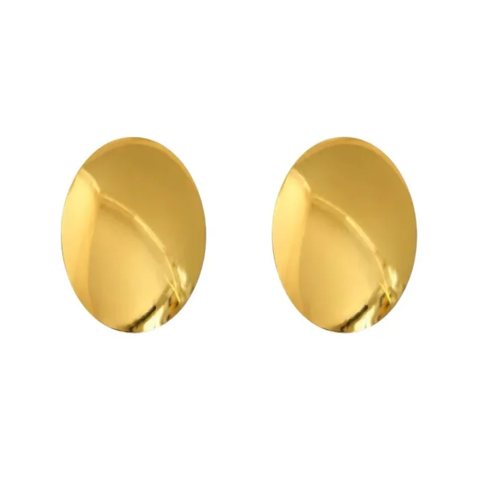 Brinco Aço Inoxidável Folheado a Ouro 18k e Prata Oval Liso