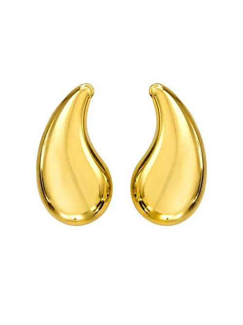 Brinco Aço Inoxidavel Folheado a Ouro 18k e Prata Gota Curva