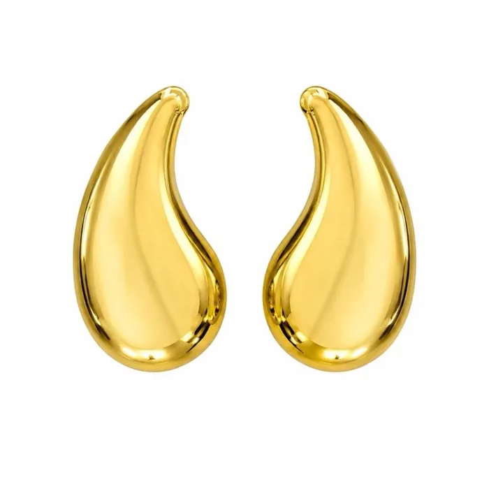 Brinco Aço Inoxidavel Folheado a Ouro 18k e Prata Gota Curva