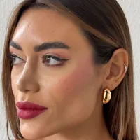 Brinco Folheado a Ouro 18k e Prata Design Liso - imagem 1