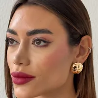Brinco Folheado a Ouro 18k e Prata Botton Detalhado - imagem 1