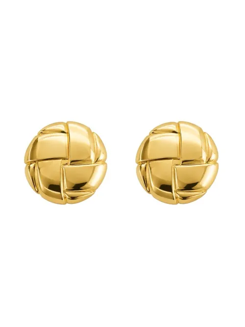 Brinco Folheado a Ouro 18k e Prata Botton Detalhado