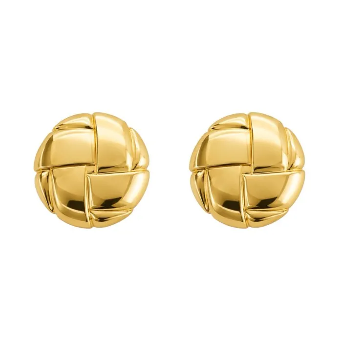 Brinco Folheado a Ouro 18k e Prata Botton Detalhado