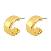 Brinco Folheado a Ouro 18k e Prata Placas Curvada Lisa - imagem 2