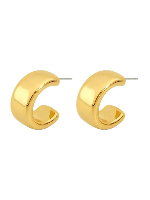 Brinco Folheado a Ouro 18k e Prata Placas Curvada Lisa