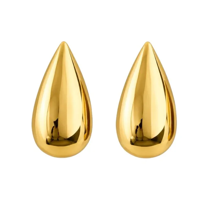 Brinco Folheado a Ouro 18k e Prata Gota Lisa