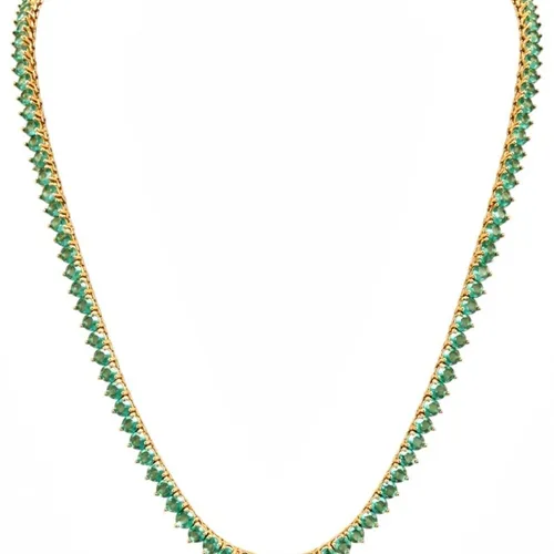 Colar Semi Joia a Ouro 18k e Prata Zircônia Colorida 40 cm