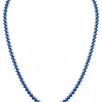 Colar Semi Joia Prata Zircônia Azul 40 cm - imagem 1
