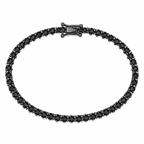 Pulseira Semi Joia Zircônia Preta 18cm