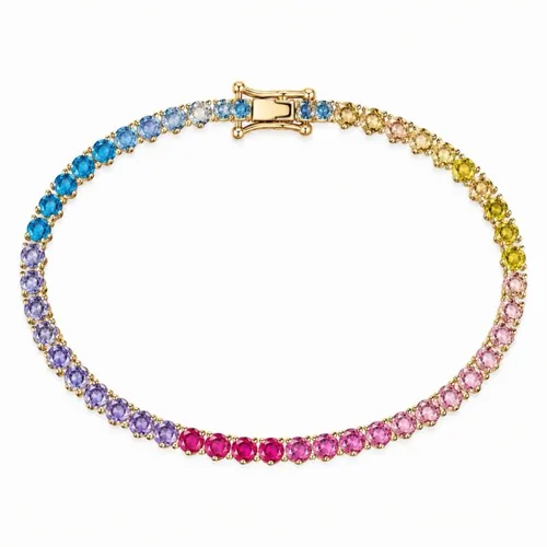 Pulseira Semi Joia Zircônias Colorido 16cm