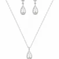 Conjunto Folheado a Prata 925 Gota de Cristal - imagem 1