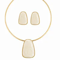 Conjunto Choker Aro e Branco Folheado a Ouro 18k Formas Resinadas Maxi - imagem 1