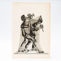 Gravura Clóvis Graciano nº 4 – Dois Músicos Caminhantes - imagem 1