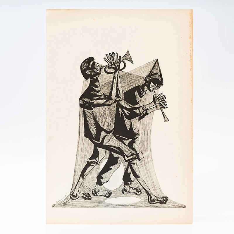 Gravura Clóvis Graciano nº 4 – Dois Músicos Caminhantes