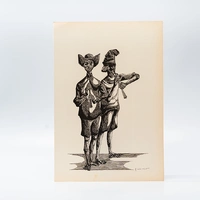 Gravura Clóvis Graciano nº 5 – Músicos de Chapéu - imagem 1