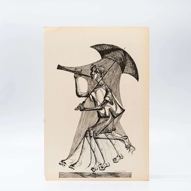 Gravura Clóvis Graciano nº 6 – Mulher com Guarda-Chuva