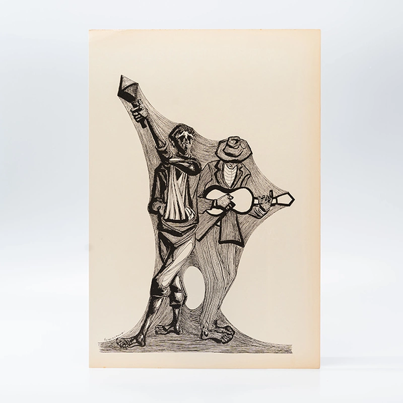 Gravura Clóvis Graciano nº 12 – Músico de Cordas e Chocalho