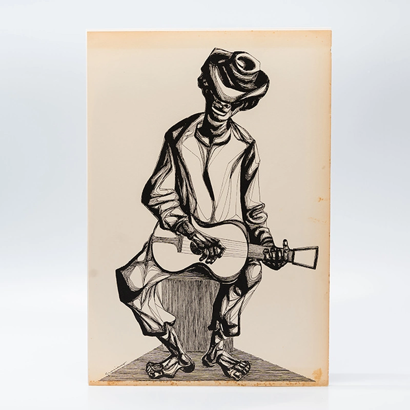 Gravura Clóvis Graciano nº 16 – Músico Solitário ao Violão