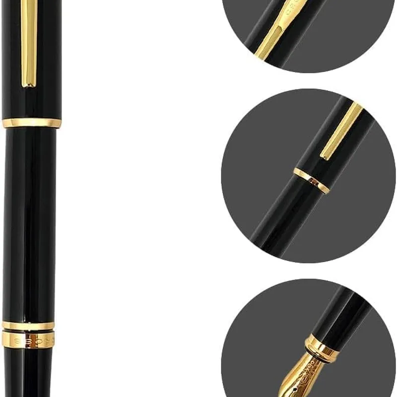 Caneta Cross Coventry Tinteiro – Preta com Acabamento Dourado