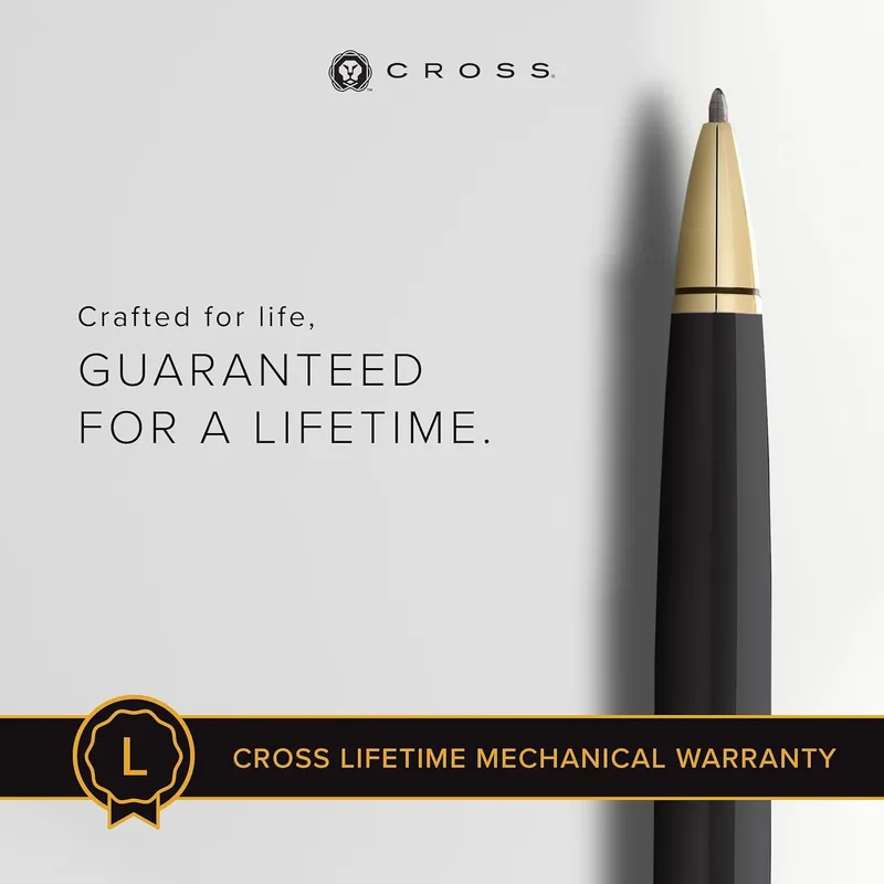 Caneta Cross Coventry Esferográfica – Preta com Acabamento Dourado
