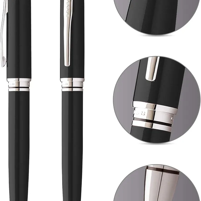 Caneta Cross Coventry Esferográfica – Preta com Acabamento Cromado