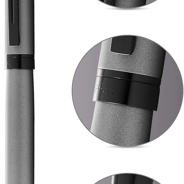 Caneta Sheaffer 300 Tinteiro – Cinza Fosco com Acabamento Cromado