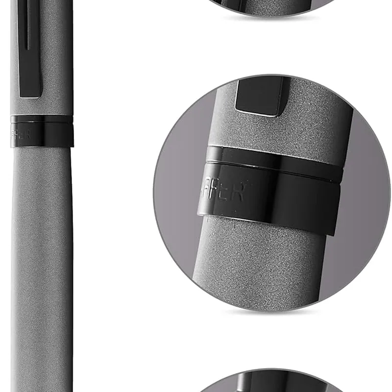 Caneta Sheaffer 300 Tinteiro – Cinza Fosco com Acabamento Cromado