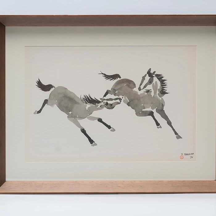 Gravura Yoshiya Takaoka — Cavalos nº 2 (Dois em confronto), 1974/75 — Coleção “Cavalos”, Editora Cultrix